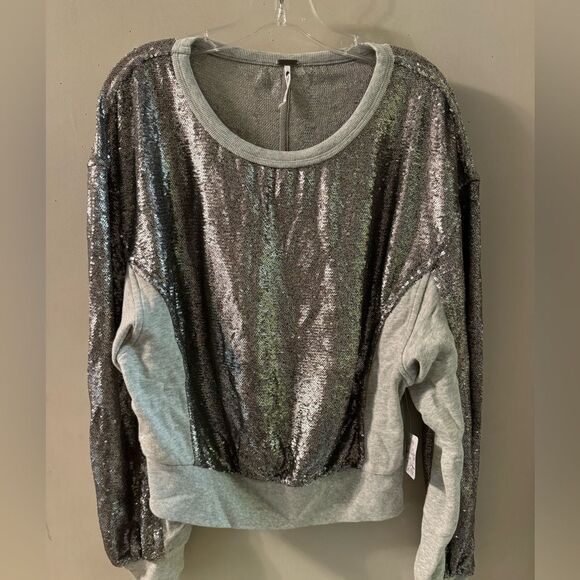 Free People Rise & Shine Sequin Sweatshirt - Picture 3 of 4